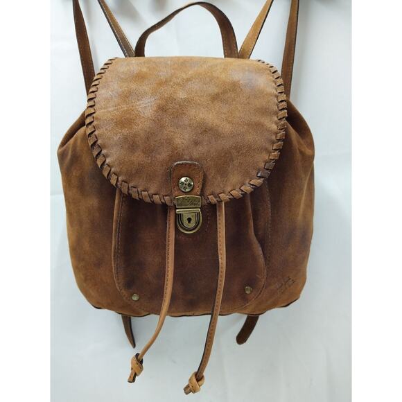 Patricia Nash Casape Burnished Cognac Suede Drawstring Backpack - MSRP $199